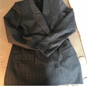 Grey Zara oversized pinstripe blazer